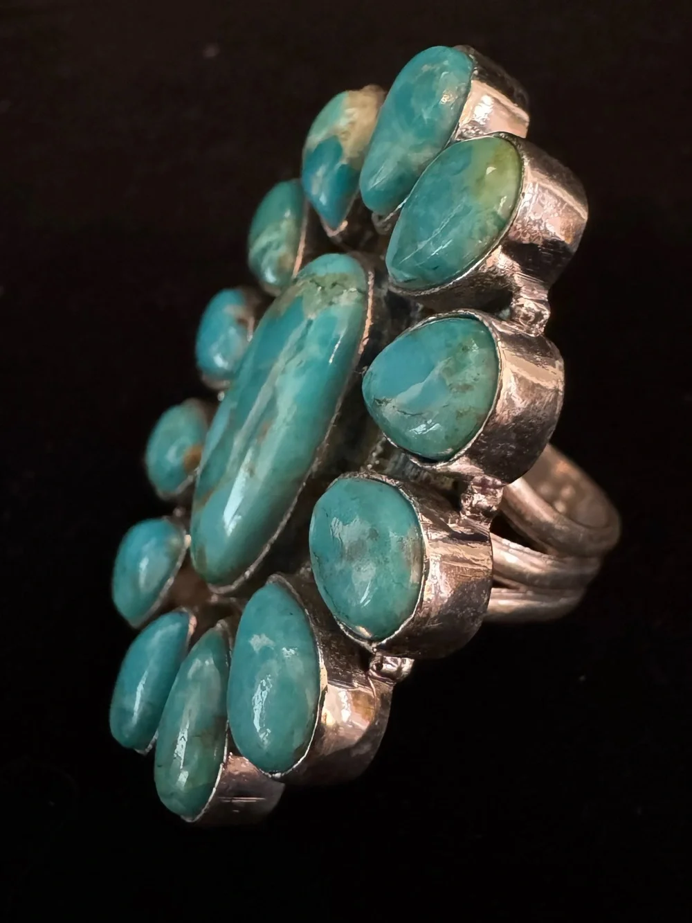 Sterling Silver Women's statement Ring beautiful blue moon turquoise NWT size 8